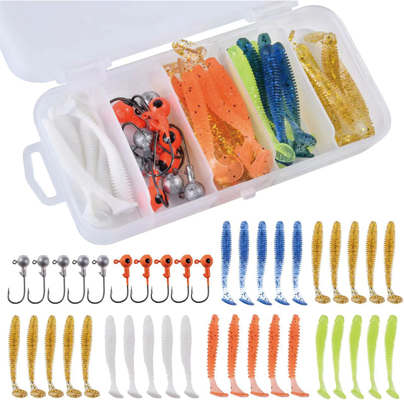 Furniture Hardware Jig - ชุดเหยื่อตกปลาแบบนิ่ม 40 ชิ้น/ชุด เหยื่อตกปลาแบบนิ่ม 5 ซม.