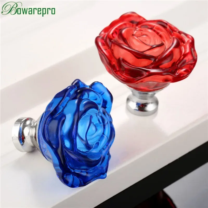 Furniture Hardware Jig - Bowarepro 50 มม.คริสตัลRoseแก้วจับตู้ลิ้นชักดึงตู้เสื้อผ้าครัวเฟอร์นิเจอร์ฮาร์ดแวร์Knobs Handles