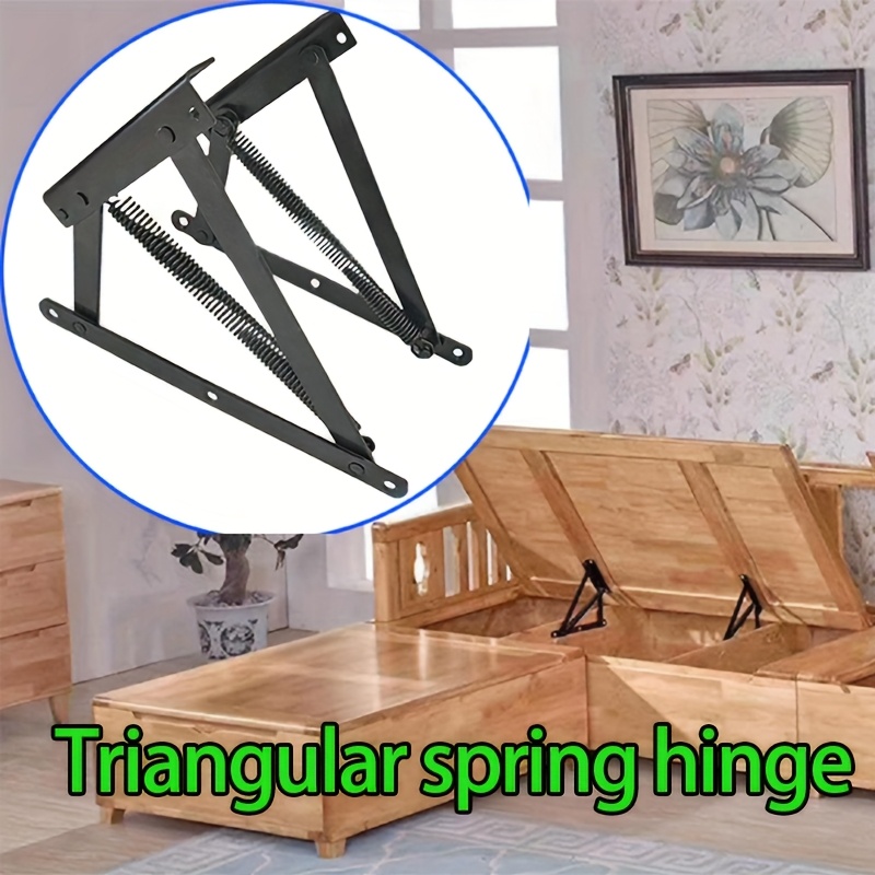 Cabinet Hinge Overlay - อุปกรณ์ฮาร์ดแวร์โซฟาอเนกประสงค์ 2 ชิ้น, บานพับสปริงรูปสามเหลี่ยม, ตัวปรับยกตู้เก็บของ, บานพับเตียงขนาดกลาง